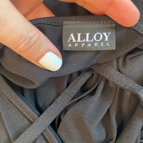 Alloy Apparel Black Bodycon Maxi Wrap Dress Size Medium - Picture 2 of 4